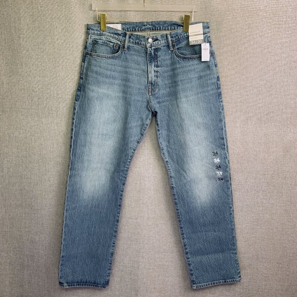 GAP GapFlex Straight Denim Blue Jeans Soft Faded Wash 34W x30L NWT's